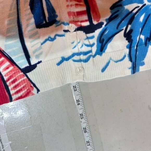 Christopher & Banks Women's Sailboat Beach Cardigan Sweater Blue Medium Coastal - Picture 10 of 10